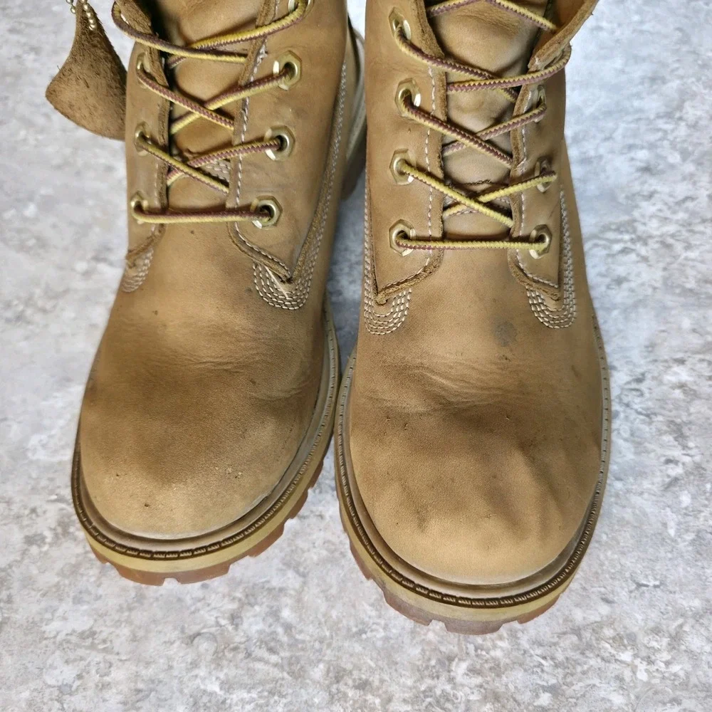 Timberland Premium 6 Inch Waterproof Boots Color Wheat Leather Junior Size 6.5